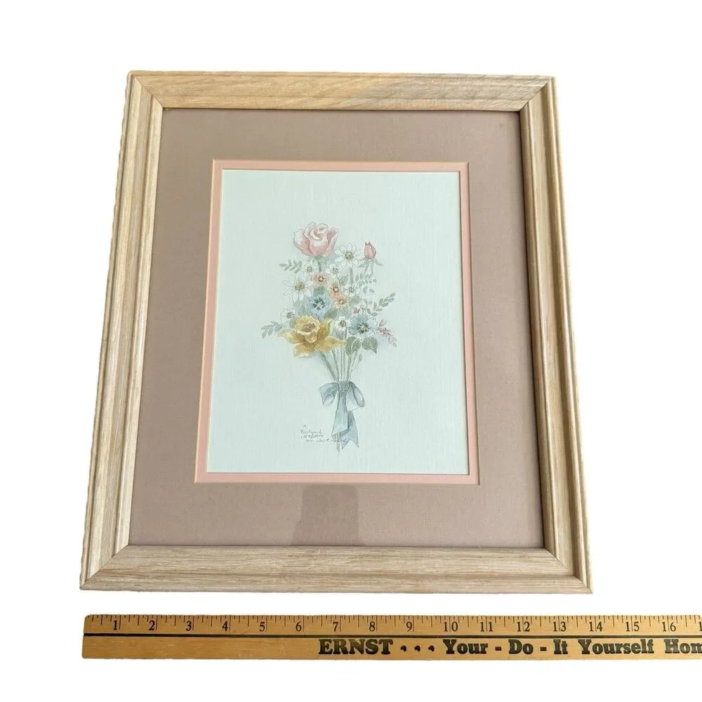 Signed Mary Bertrand Spring flower Daisy Rose bouquet watercolor print 1189/2900